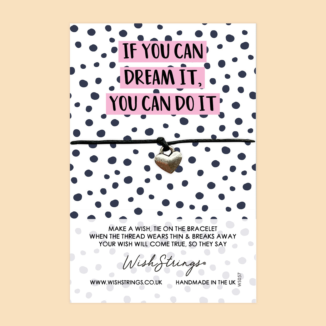 SALE - WishStrings Wish Bracelet – Inspirational Quote Jewelry | Polkadot Gift Card | Friendship Gift